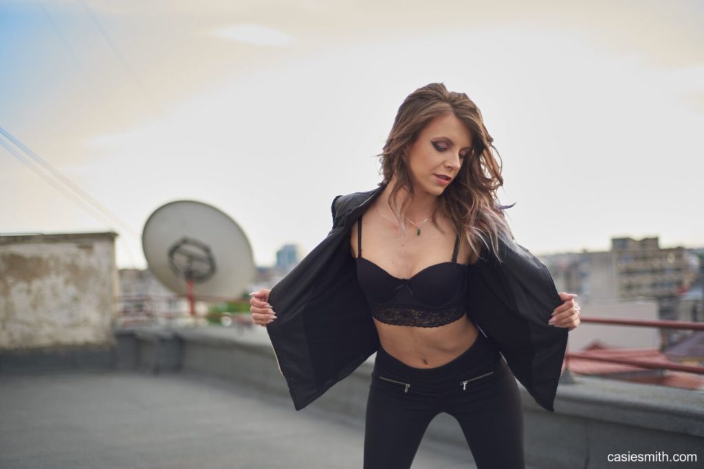 Casie Smith: Modeling On The Roof In A Black Outfit